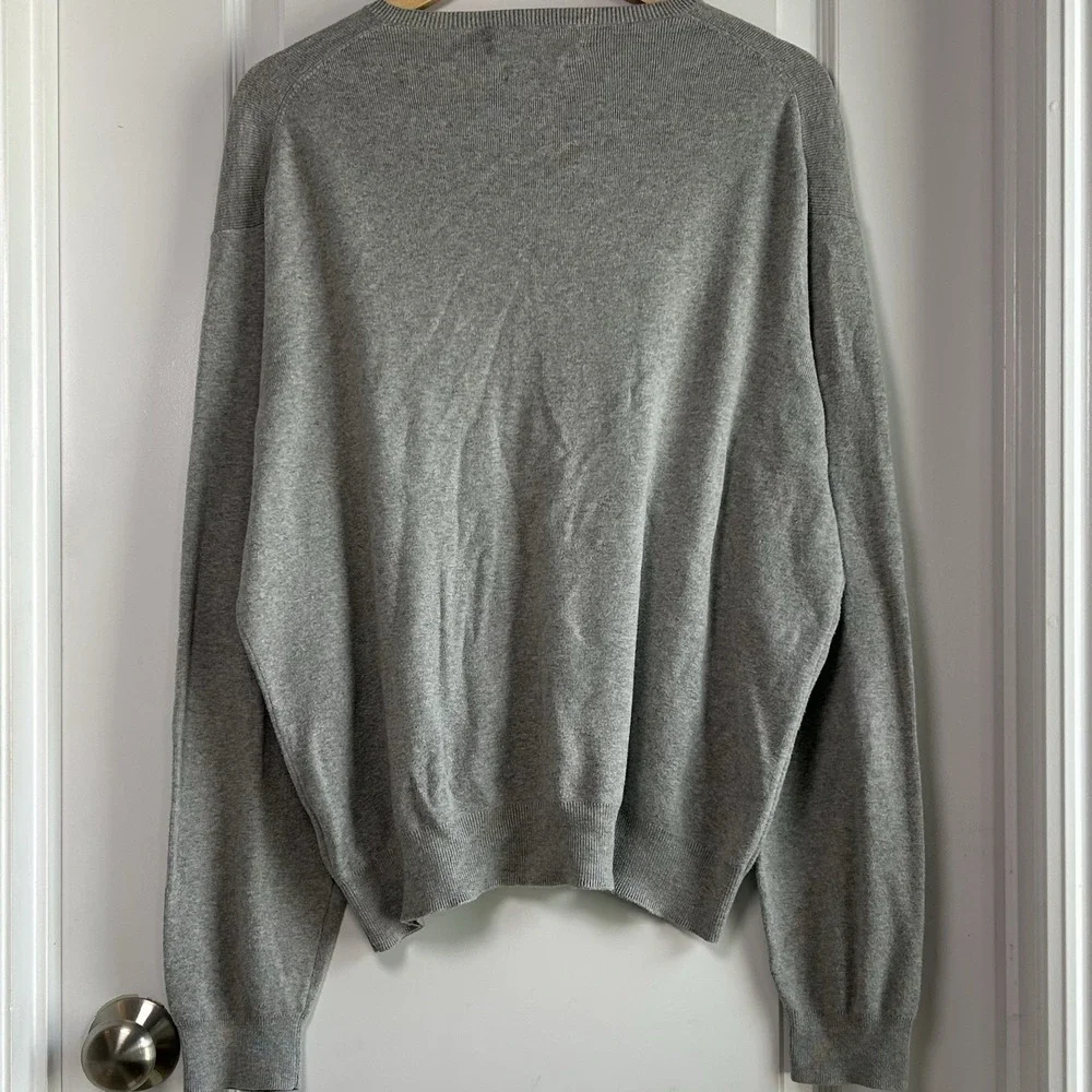 Polo Ralph Lauren 100%‎ Pima Cotton Gray V-Neck Pullover Sweater Old Money Style